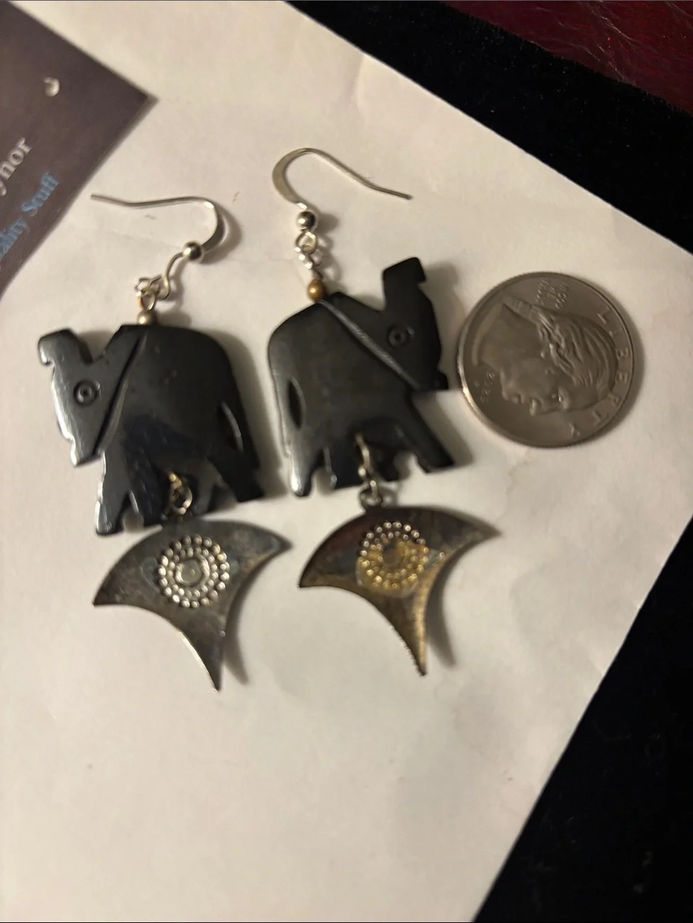 Wooden Elephant Earrings, Handcrafted